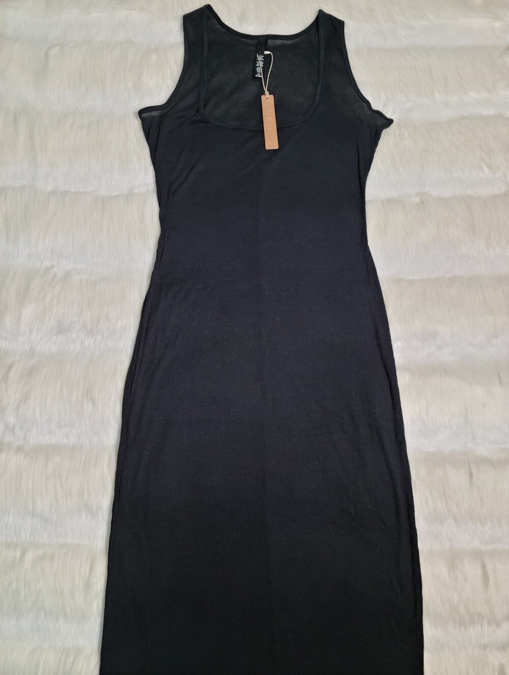 SKIMS Threadbare Cotton Long Dress Black Soot Women XS NEW